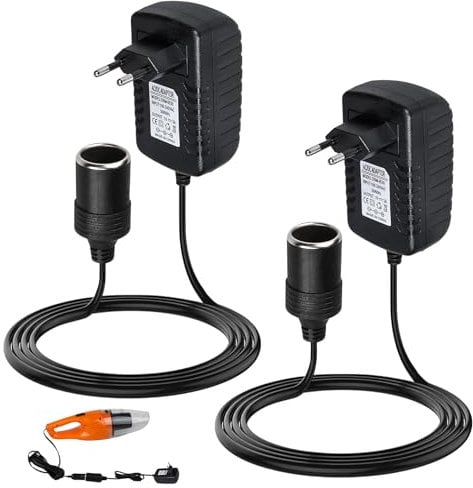 Pack of 2 Power Adapter Voltage Converter 220 V to 12 V Adapter Cigarette Lighter Socket Cigarette Lighter Adapter for Car Cool Box, Air Pump, Car Vacuum Cleaner and 12 V Devices