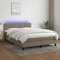 Willood Boxspringbett mit Matratze Bett Kopfteil LED, Einzelbett Bettgestell mit Lattenrost, Polsterbett Bettrahmen Taupe 140x200 cm Stoff Block mit Quadraten