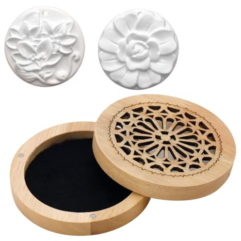 GXGM Ensemble 3 pièces Diffuseur d'Huiles Essentielles en Plâtre avec Boîte à Parfum en Bois,diffuseur huiles essentielles Parfait pour Le Salon, la Salle de Bain, et la Chambre,diffuseur parfum