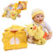 Realistische Neugeborene Baby Puppen,Gelbes Baby-Puppe-Set mit Stofftier-Enten, 50 cm Gelbes Baby-Puppen-Set mit Plüschtier, Spielzeug und Kleidung Geburtstagsgeschenk Set für Kinder Alter 3+