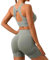 Up Silhouette GymSet Leggings Short Push-up Modellanti + Top Push-up per Donne Attive - Nero, Grigio, Blu, Viola, Pesca, Rosa, Verde Acqua, Verde Militare (Verde Militare, S)
