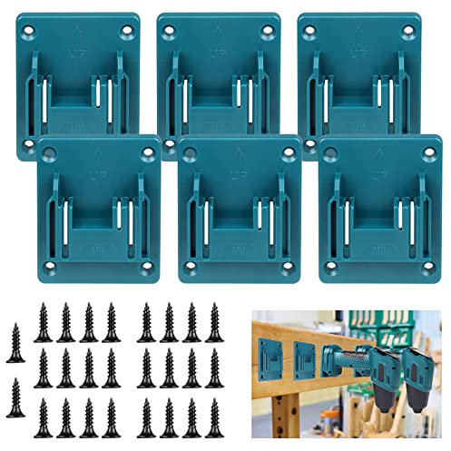 6 Packs Wall Mount Tool Holder for Makita 18V 14.4V Drill Tools & Power Multitool, Machine Holder Tool Storage, Hanger for Drill Tools with Screws (Blue)