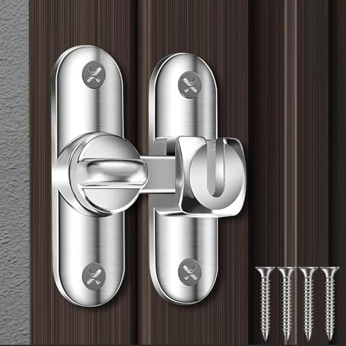 HENGBIRD 90/180 Degrés Verrou de Porte pour Portes Coulissantes Serrure de Porte avec Vis pour Porte de Grange Coulissante Cuisines Fenêtre