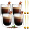 weiclianhp Latte Macchiato Gläser 4er Set, 350ML Cappuccino Gläser mit Löffeln und Untersetzern Doppelwandige Cappuccino Kaffeegläser, Latte, Tee, EIS, Iced Americano, Saft