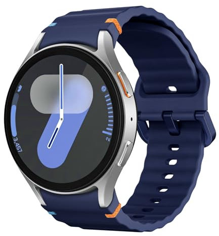 MoKo Bracelet Sport Compatible avec Samsung Galaxy Watch 7 FE 6 5 4 40mm 44mm/6 Classic 43mm 47mm/4 Classic 42mm 46mm/5 Pro 45mm, Bracelet en Silicone Souple pour Femme Homme, Nuit Bleue