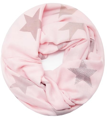 Gloop Loop Schal mit Sternenmuster, Damen leichter Langschal Mehrfarbig | Damen Leichter Langschal, Schlauchschal, Loopschal Tuch für Frühling und Herbst in vielen Farben