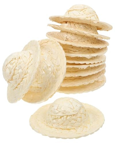 MOBUTOFU 12stücke Mini Strohhut Dekoration Woven Straw Hats Für Diy Projekte Miniatur Hüte Für Puppen Und Mikrolandschaften Party-accessoires