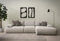 DOMO. collection Ecksofa Soto, Sofa in L-Form mit Armlehnfunktion und Staufach in der Armlehne, Taschenfederkern, Eckcouch, Modulsofa 324 x 188 x 80 cm (BxTxH), beige-schwarz