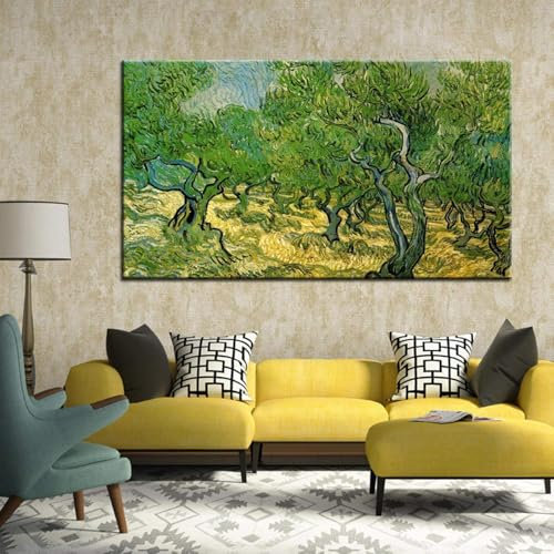 JACBON Olivenbaum von Vincent Van Gogh, Reproduktion von Bäumen, Ölgemälde auf Leinwand, Wandkunst, Bilder für Wohnzimmer, Heimdekoration, 62 x 122 cm (24 x 49 Zoll), rahmenlos