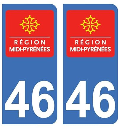 Adesivi 46 con logo ufficiale regione Midi-Pirenei per targa