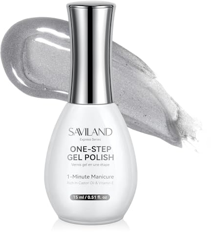 SAVILAND Express One-Step Cat Eye Gel Nagellack: 1-Minuten Maniküre 5-in-1 Formel Jelly Silver Cateye Gel Nagellack 15 ml Farbgel Builder Basis & Deckgel Verstärkung Magnetischer Nagellack Kunst DIY