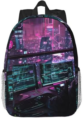 KPXXAQT Bequemer Rucksack mit Hacker-Era-Druck, für Schule, Reisen, Outdoor-Aktivitäten, Erwachsene, Wanderbegeisterte