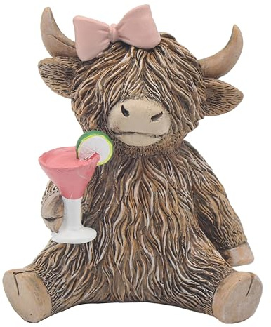 Lesser & Pavey Highland Cow Happy Hour Decor Figurine | Playful Inspired Design, Whimsical Decorative Accent, Stylish Finish, Ideal for Home and Office Decor, Wonderful Present