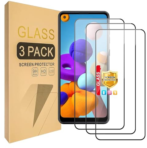 Lucyliy (3-Packungen) Kompatibel für Samsung Galaxy A21s Bildschirmschutz aus gehärtetem Glas [Hohe Auflösung][Härte 9H]
