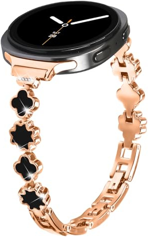 SMYAOSI Femenino Metal Correa para Galaxy Watch 8 40mm 44mm Brazalete, Masculino Acero Inoxidable Pulsera de Repuesto Correas para Galaxy Watch 8 Classic 46mm Smartwatch Accesorios (Oro Rosa-a)