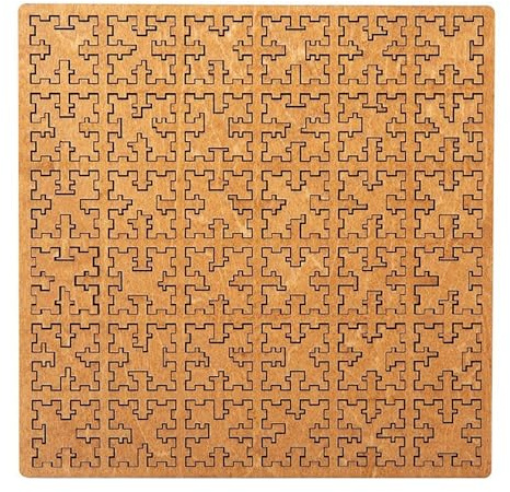 Odetina Fractal Tray Puzzle, Hilbert Curve Mind Bending Wooden Jigsaw, Reverse-Thinking Brain Teaser, No-Image Labyrinth for Adults Group & Solo Brain Training