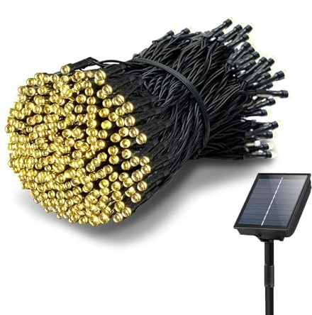Tacobey Solar Lichterkette Aussen Warmweiß - 10M 100 LED Lichterkette Außen Solar mit Timer, 8 Leuchtmodi, Wetterfest Solarlichterkette für Outdoor Garten Deko