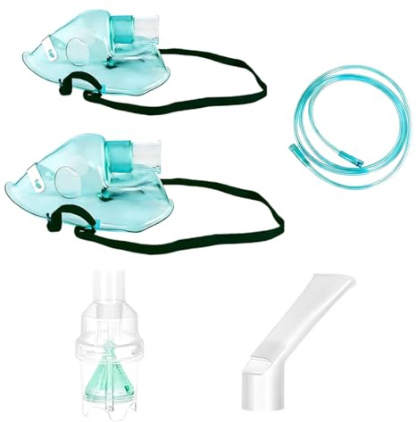 PHYNDR 1 Sätze Inhaliergerät Zubehör Komplettset, Inhalationsgerät Kinder, Kindermaske & Erwachsenenmaske,Vernebler Mundstück Nasenaufsatz Anschlussschlauch,Universal kompatibel (Kinder + Erwachsene)