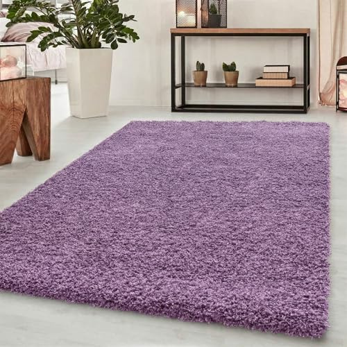 Abaseen Soft Thick Plain Shaggy Living Room Area Rug, Lilac, 160x230cm