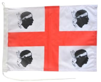 Bandiera per barche in Italia Sardegna, 30 x 40 cm, resistente alle intemperie e ai raggi UV, con maglia e passante, per barca, yacht, nave a vela e decorazione marittima