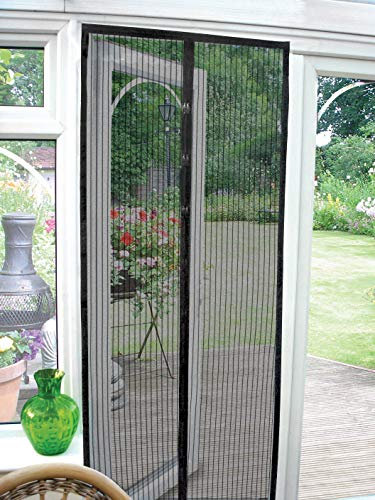 COUNTRY CLUB Magnetic Door Screen 90 x 210cm, Heavy Duty Fly Door Screen Mesh with Powerful Magnets, Durable Mosquito Insect Mesh Curtains Door Cover, Keeps Bugs Out, Child and Pet Friendly, Black