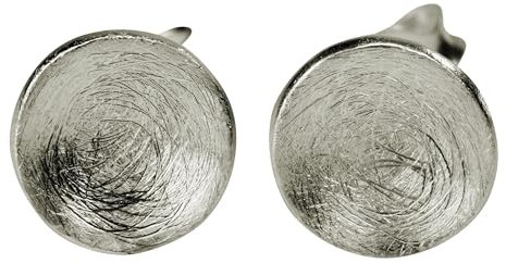 SILBERMOOS Damen Ohrstecker Kreis rund gebürstet klein Sterling Silber 925 Ohrringe