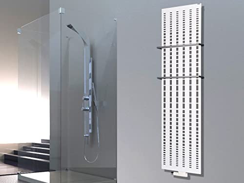 Badheizkörper Design broken Mirror 3 HxB: 180x47 cm 1118 Watt + 2 Handtuchhalter (15x15mm) weiß Szagato Handtuchwärmer Badheizung Mittelanschluss Bad Heizkörper vertikal moderner paneelheizkörper