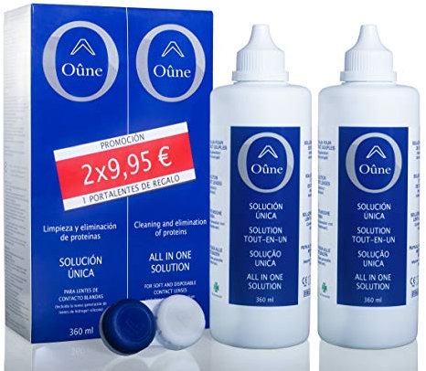 Avizor Oune Solución para limpieza y desinfección de lentes de contacto blandas, Pack 2 x 360 ml