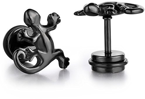 Feilok 1 Paar Unisex Tragus Ohr Helix Cartilage Piercing Stecker Ohrring Eidechse Gecko Echse Ohrstecker Ohrringe, Schwarz