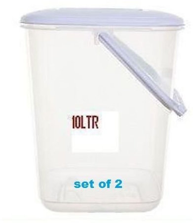 Whitefurze Minimalist 10L Plastic Canister Food Storer Storage CONTAINERS Set of 2 (25 x 23 x 30 cm) - Dry Foods - Airtight - Cylindrical - White