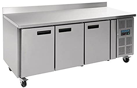 Polar U-Series Triple Door Counter Freezer 417Ltr, Stainless Steel | Three sturdy shelves keep ingredients organized, while a rear upstand prevents items from falling behind the counter.