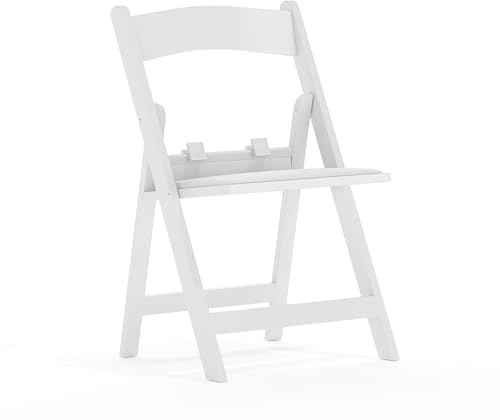 Flash Furniture HERCULES Kids White Resin Folding Chair with White Vinyl Padded Seat