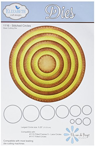 Elizabeth Craft Designs Stitched Circles Metal Die, Acrylic, Multicoloured, 5.25-Inch, Large