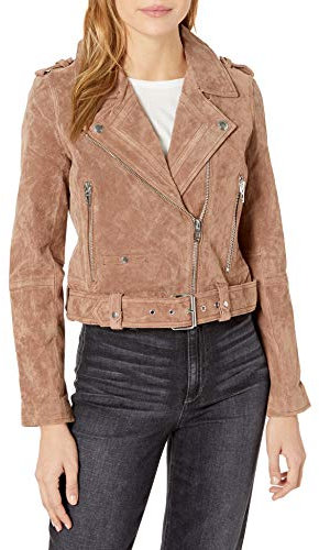 [BLANKNYC] Abbigliamento di lusso delle donne Giacche del motociclo del cuoio scamosciato ritagliate, cappotti comodi & alla moda, Chicchi di caffè., Medium