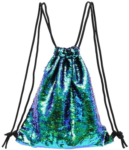 LUOEM Pailletten Tasche Rucksack Sport Tasche Dance Kordelzugbeutel (grün)