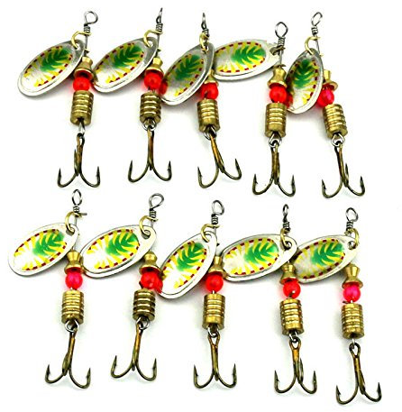 LENPABY Lot de 10 cuillères à pêche / Trout Spinner Kit/5,7 cm Spinnerbaits3,8 g Cuillère appât pour perche