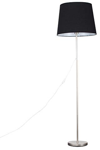 MiniSun | Modern Brushed Chrome Floor Lamp with an Extra Large Black Tapered Shade | Floor Lamps & Torchieres, Home Décor & Improvement Essential