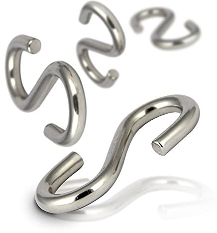 PROTECH 5 Stück S haken Edelstahl 3mm S-förmige Haken 3x24mm rostfreier V4A poliert Hängehaken Symmetrischer Metallhaken