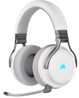 CORSAIR VIRTUOSO RGB WIRELESS High-Fidelity Gaming Headset - 7.1 Surround Sound - Abnehmbares Omnidirektionales Mikrofon - iCUE-Kompatibel - PC, Mac, PS5, PS4, Nintendo Switch, Mobile - Weiß