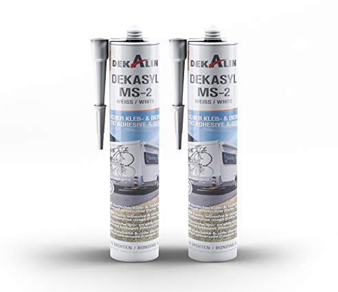 2 x Dekalin DEKAsyl MS 2 MS-Polymer Klebedichtmasse - Dichtungsmittel und Kleber in einem für Camper, Caravan, Wohnmobil 290 ml (weiß)