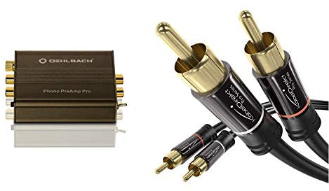 Oehlbach Phono PreAmp Pro - Phono-Vorverstärker - metallic braun & KabelDirekt – Cinch Audio Kabel – 1m (Koaxialkabel geeignet für Verstärker, Stereoanlangen, 2 Cinch zu 2 Cinch)