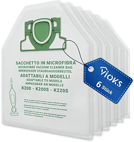 VIOKS Staubsaugerbeutel 6 Stück Ersatz für Vorwerk Kobold 200 VK200 FP200 Filtertüten Filterbeutel Staubbeutel Mikrofaser für Staubsauger Bodenstaubsauger
