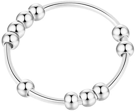 SERYNOW Anti-Angst-Ring, Gold und Silber für Frauen, Angstlindering, Angstlindering, Größe 5-10 Perlen, Anti-Angst-Ring, für Mädchen und Männer, Edelstahl, Nein, Edelstahl, Nein