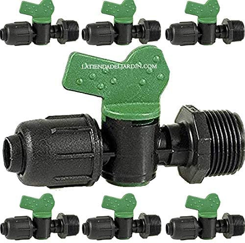 Suinga Pack 10 Llave de Paso Cinta de riego16mm x 1/2 Rosca Macho. Válvula derivación Utilizada para conectar Directamente la Cinta de Goteo de 16 mm a una Rosca Macho 1/2