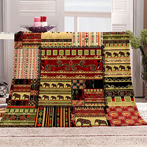 Kuscheldecke Flauschig 180x200 Retro-Elefant Flanell Decke, Warme Kuschel Wohndecke für Kinder Teenager und Erwachsene, Weiche Blanket als Sofa Decke Tagesdecke oder Wohnzimmerdecke