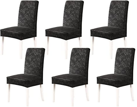 KnSam Housse Chaises Polyester Rose Velours Couleur Pure Noir Housse de Chaises 6 Pièces
