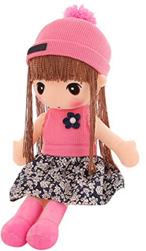 Stoffpuppen für Mädchen, 45cm Schöne Kuschelpuppe mit Hut Kleidung Plüsch Puppe Weiche Stofftiere Stoffpuppe Niedliche Prinzessin Plüschtier für Kleine Mädchen Weihnachten Geburtstag Geschenke