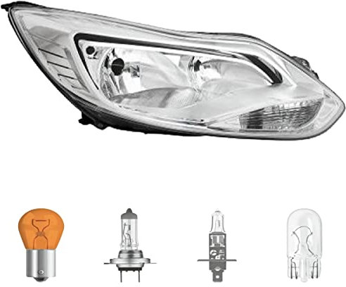 DM Autoteile 147B Depo/TYC Scheinwerfer Hauptscheinwerfer Frontscheinwerfer rechts chrom H7/H1 Motor kompatibel für Ford Focus III Baujahr 2011-2014 inklusive Leuchtmittel/Birnen