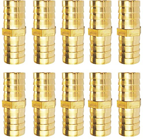 JENSWILL 10 Stück 1,9 cm (3/4 Zoll), Messing Schlauchverschraubung, Schlauchverbinder, Schlauchkupplung, gerade Form, mit Widerhaken, Verbindungsstück für Öl und Wasser