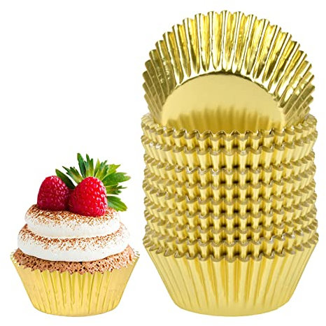 200 Stück Mini Muffinförmchen, Papierkuchen Formen, Goldpapier Muffinform, Papierförmchen für Muffins, Papier Backförmchen, Muffin Förmchen Papier Bunt für Party Geburtstag